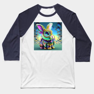 Bunny Rabbit Psychedelic Easter Gift AOP Rainbow Neon Trippy Animation Animal Stuffed Baseball T-Shirt